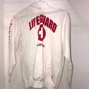 LIFEGUARD HOODIE by Popularity products.com. Red/white. Size Small California